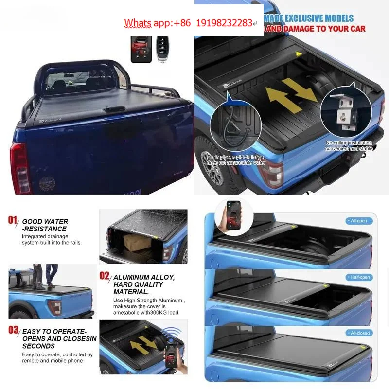 Zolionwil Retractable Waterproof Electric Bed Cover Aluminum Roller Lid for GWM Ute Poer Cannon Great Wall Pao P-Series
