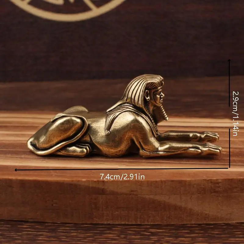 Egyptian Lion Head Brass Figurine, Small Vintage Brass Statue, Ancient Egyptian Design, Home Decor Ornament, Collectible Art