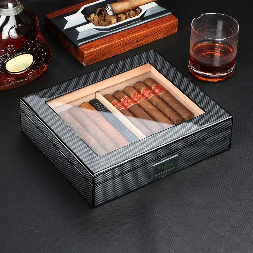 Cigars External Hygrometer Cigars Humidifier Maintenance Elegant Cigars Humidor with Electronic for 20 for Enthusiasts