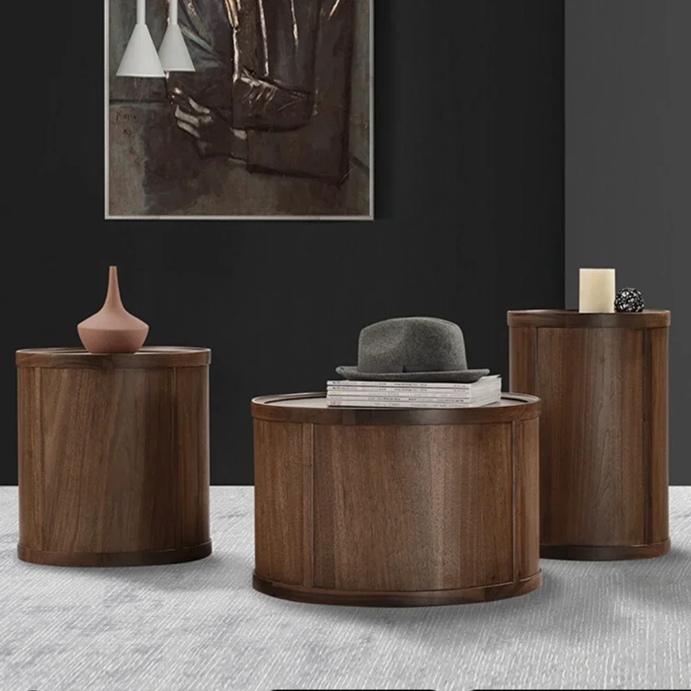 

Круглый журнальный столик для хранения вещей, прикроватная тумбочка из массива дерева для гостиной и дома