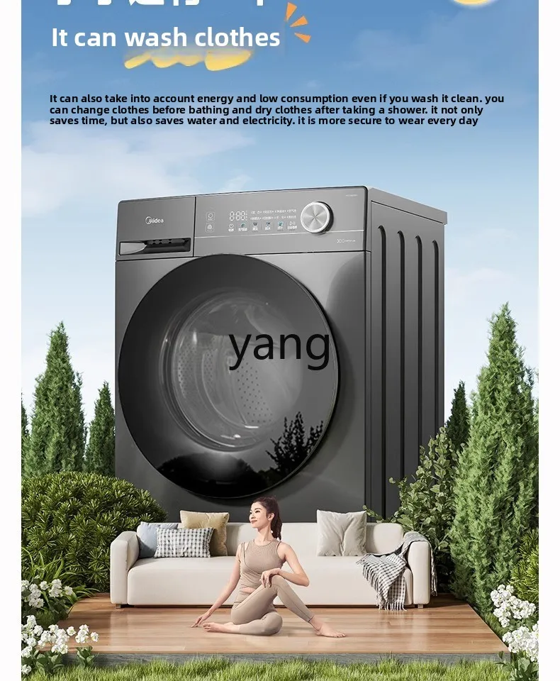 YJQ drum washing machine 10kg dehydration washing and drying machine automatic household