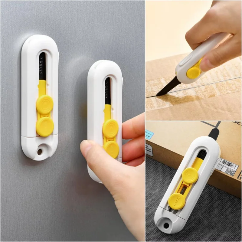 Magnetic Mini Box Cutter Portable Paper Cutter Cute Retractable Knife Pocket Knife Replaceable Blade For Opening Envelope Carton
