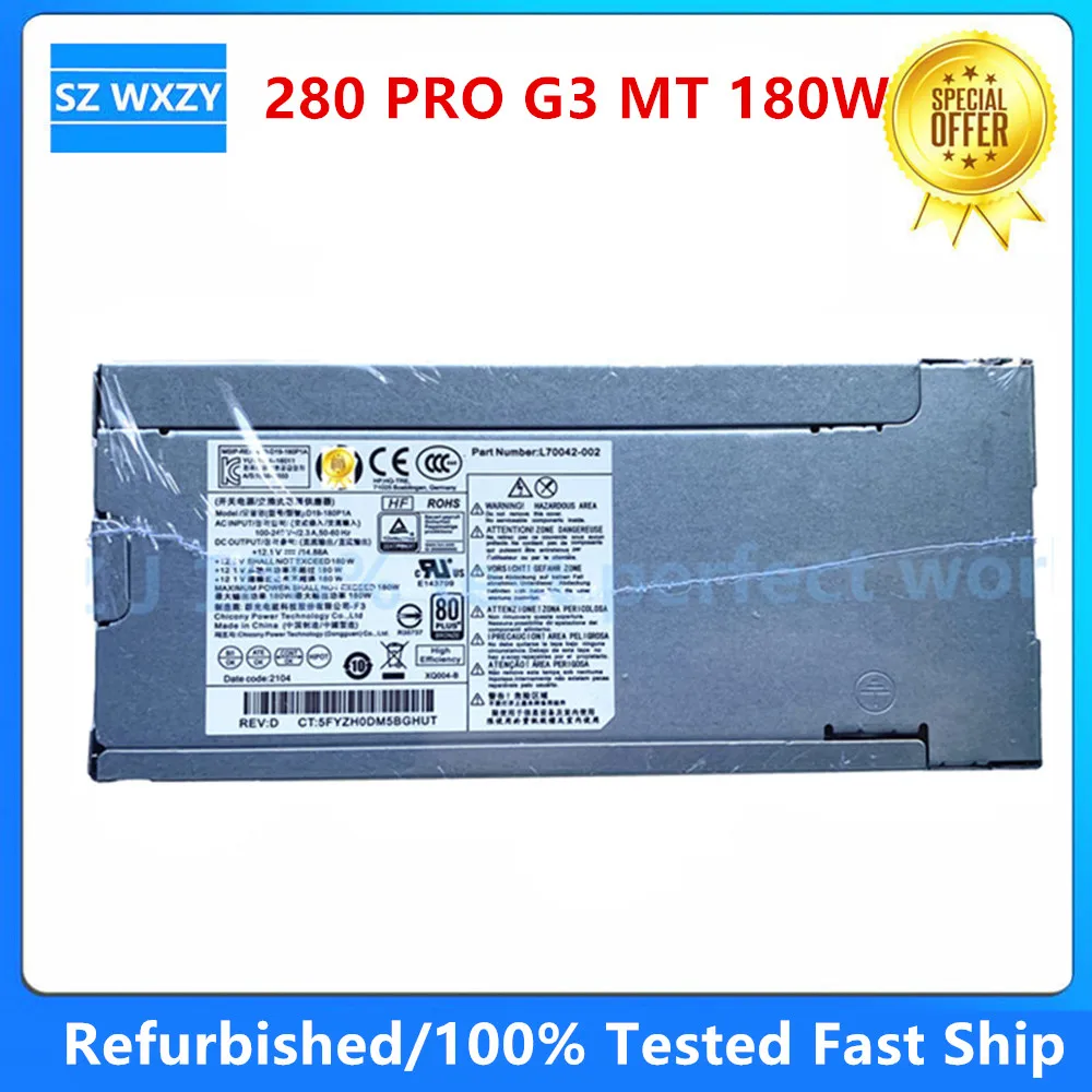 Original For HP 280 PRO G3 MT 180W Power Supply L70042-002 L70042-004 PCK017 D19-180P1A 100% Tested Fast Ship