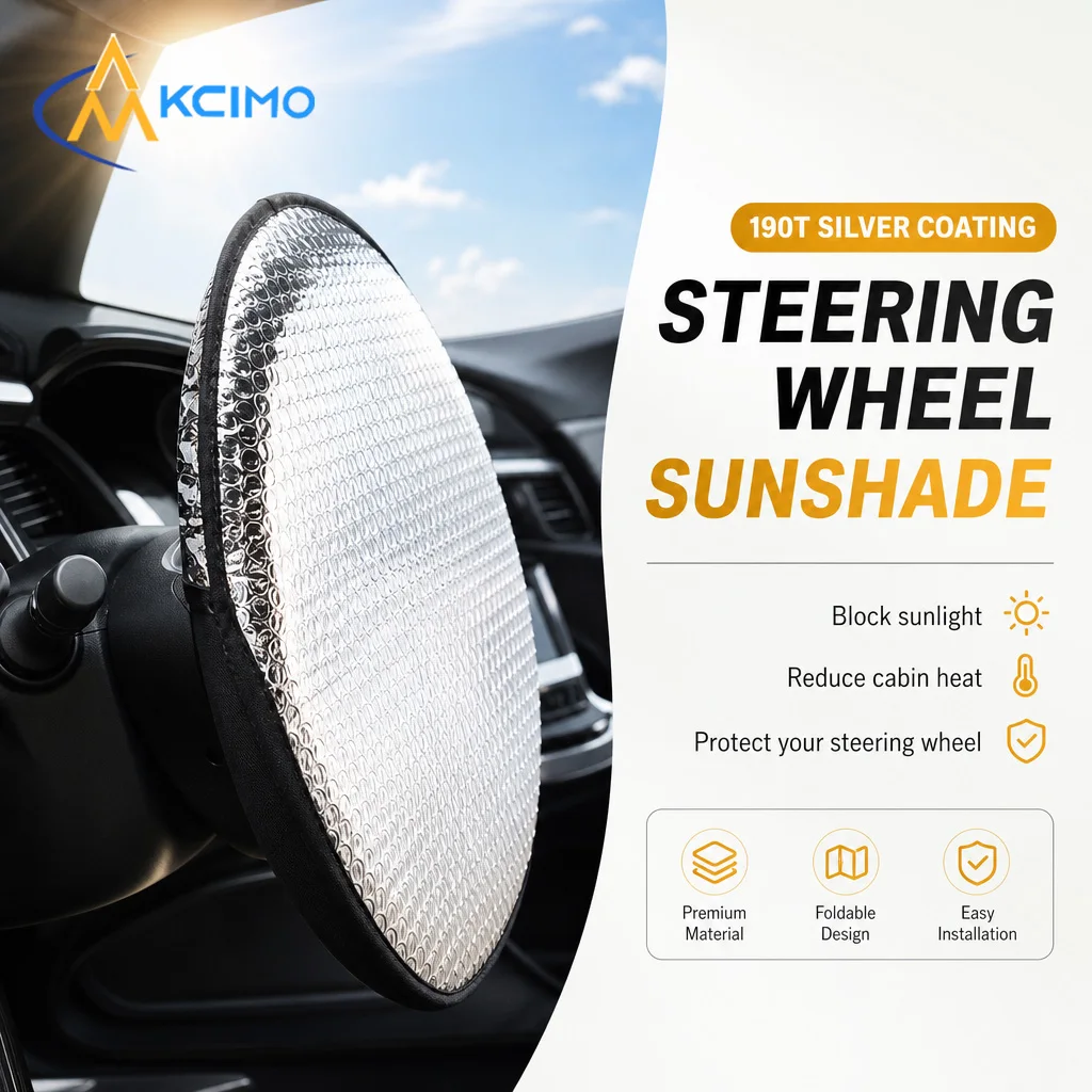 Kcimo 1Pc 190T Silver Coating Steering Wheel Sunshade Portable Aluminum Foil Heat Isolate Cover Auto Steering Protective Sleeve