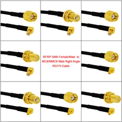 New SMA Male Female Jack  Nut  /RP SMA Switch MCX/MMCX  Male Plug Right Angle Pigtail Cable RG174 Wireless Modem Extension