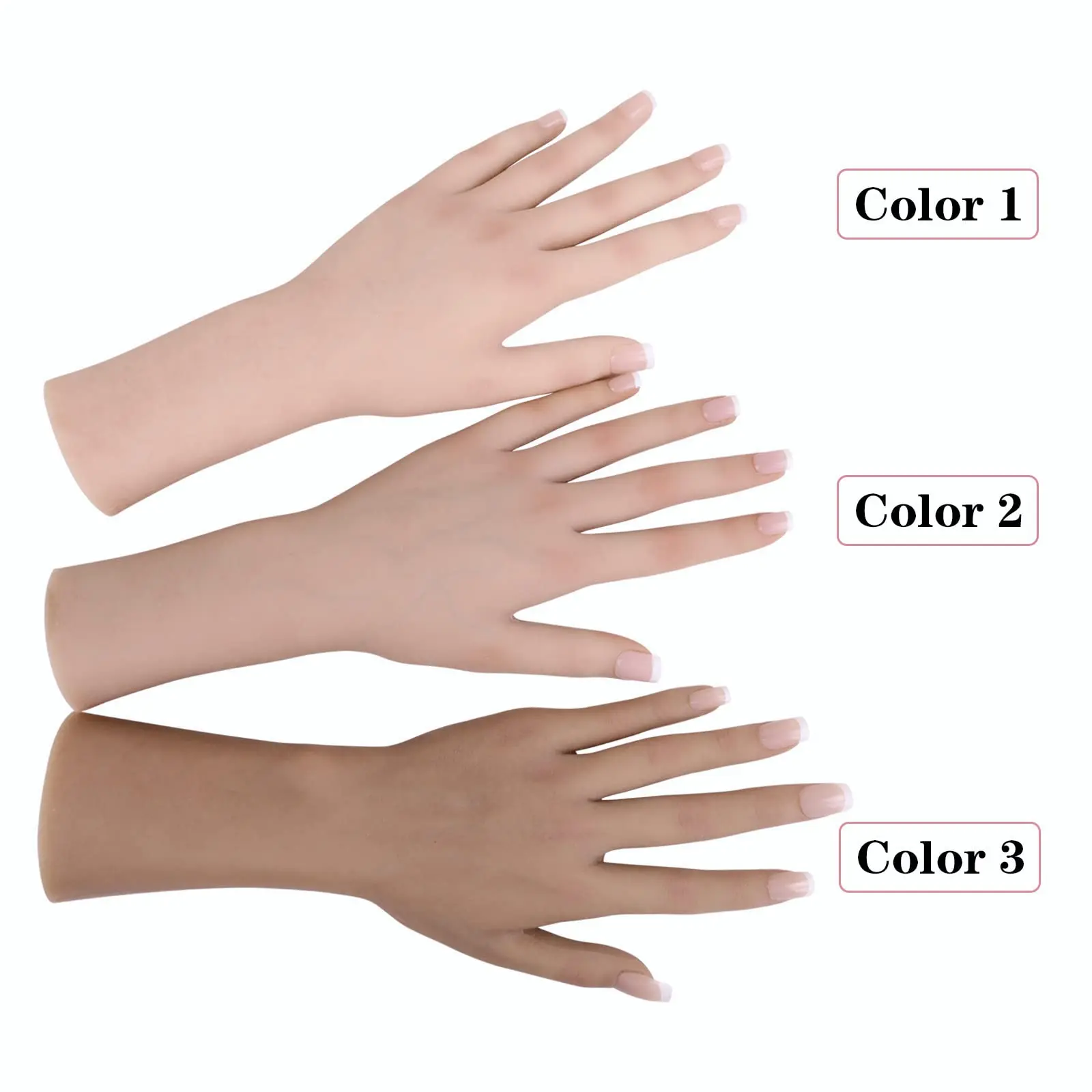 Realistic Lifelike Silicone Life Size Female Model Hand Silicone for Halloween Costume Prosthetics Acrylic Nails Showing Nail