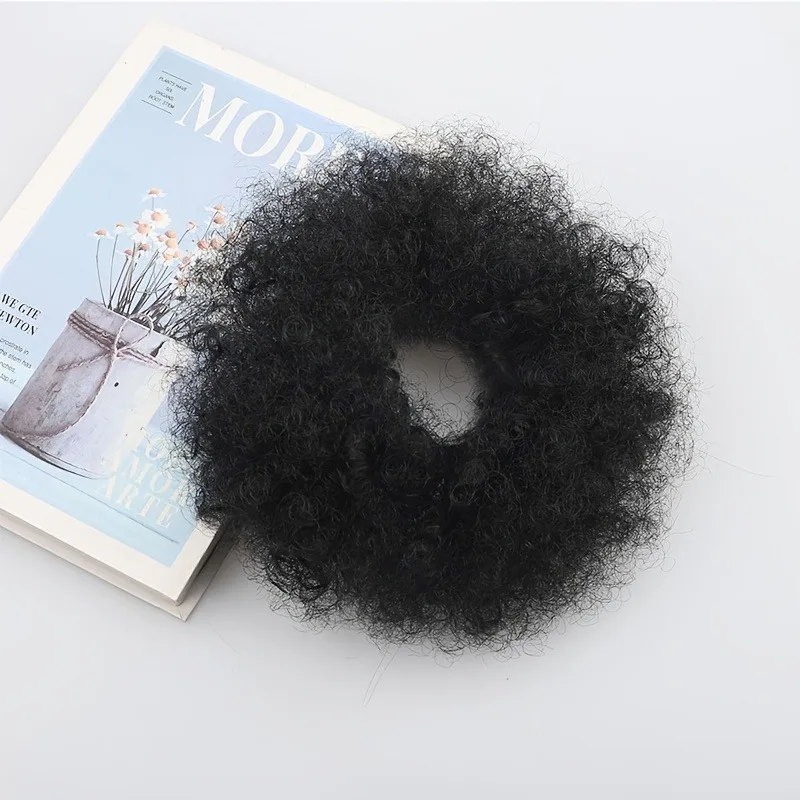 8 بوصة فوضوي كعكة الأفرو متموجة تجعيد الشعر مع كعكة الاصطناعية ذيل حصان ملحقات كعكة الشعر سميكة للنساء #5