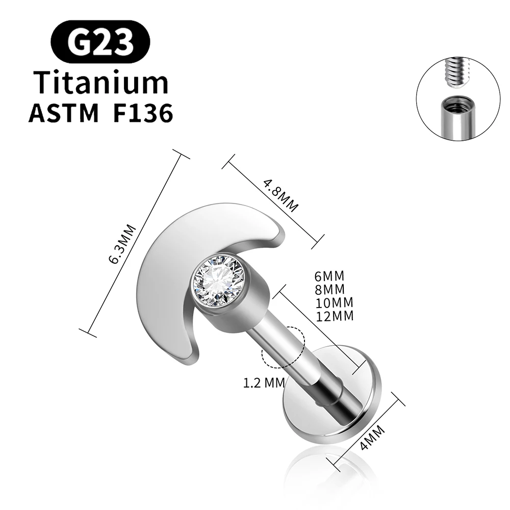 ASTM F136 Titan Tiny Trinity CZ Blumen-Labret-Stud 16G Knorpel-Ohrring Nasen-, Lippen-, Tragus-, Conch-, Helix-, Ohrläppchen-Piercing-Schmuck – Detail 5