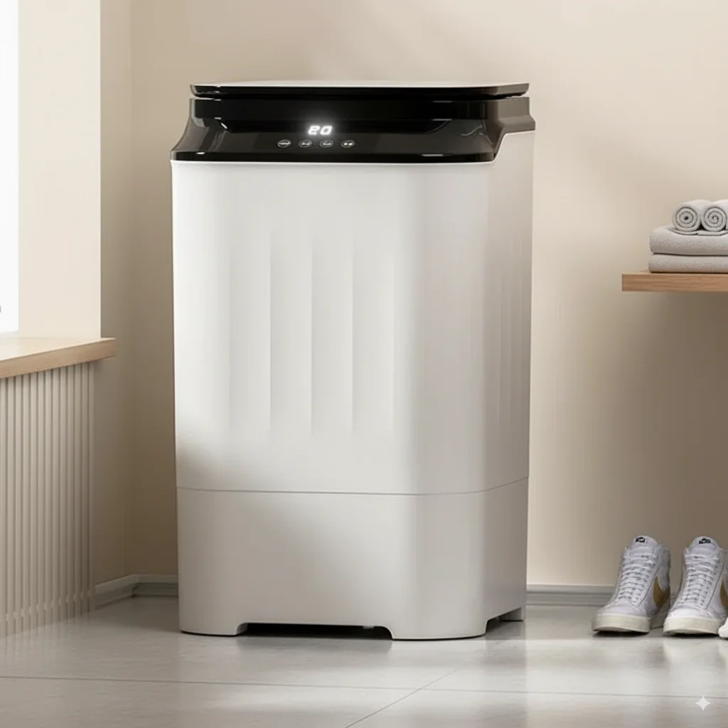 Intelligent Touch Full-Wall Brush Shoe Washer - Compact for Home/Dorm, 8-Wall Brushes, Wash-Spin Integrated, Auto