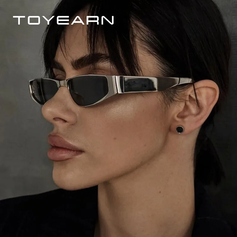 Y2k Vintage Kleine Rahmen Cat Eye Sonnenbrille Frauen Für Männer Luxus Marke Designer Sonnenbrille Punk Beliebte Outdoor Metall Brillen