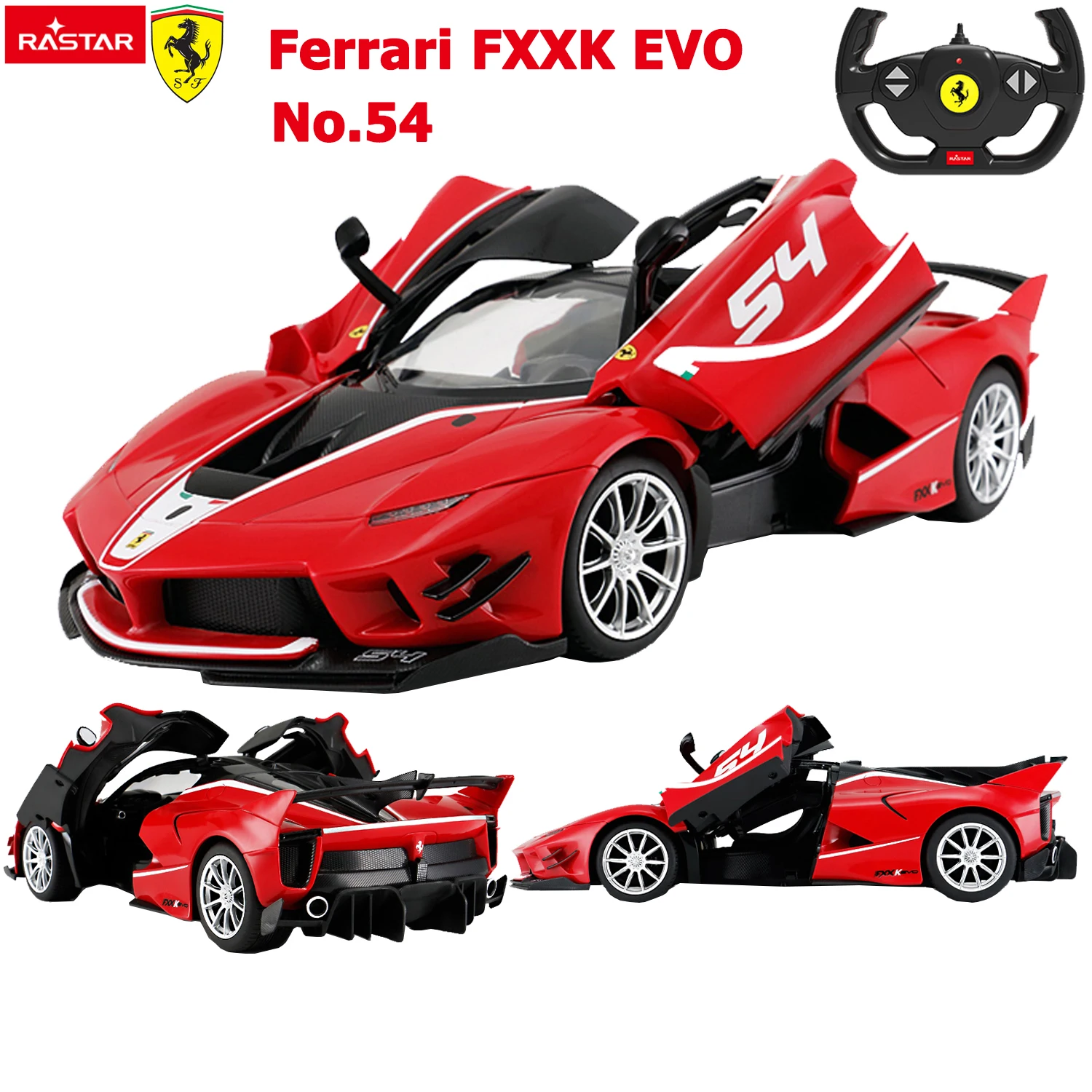 Rastar Ferrari FXXK Evo RC Car No.54 1:14 4.8V 600mAh Batterys Racing LED Lights Open The Doors Rubber Tires Toys Gifts