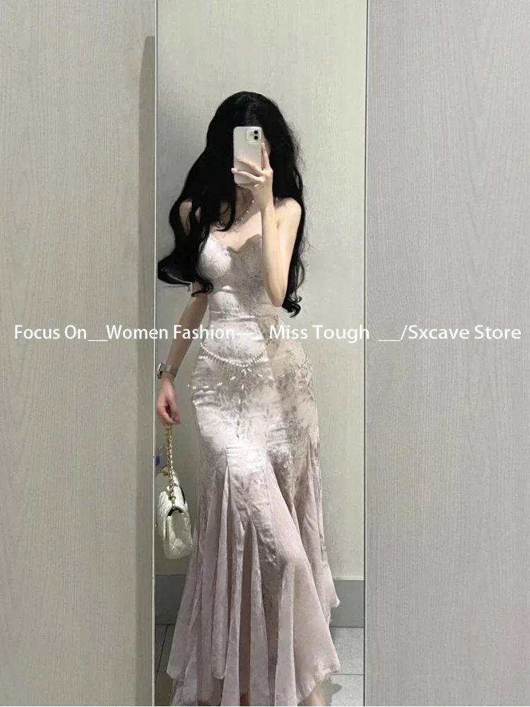 2000s Vintage Y2k Dress Women Bodycon Sexy Y2k Evening Party Dress Slim Elegant Office Lady One Piece Dress Korean Chic