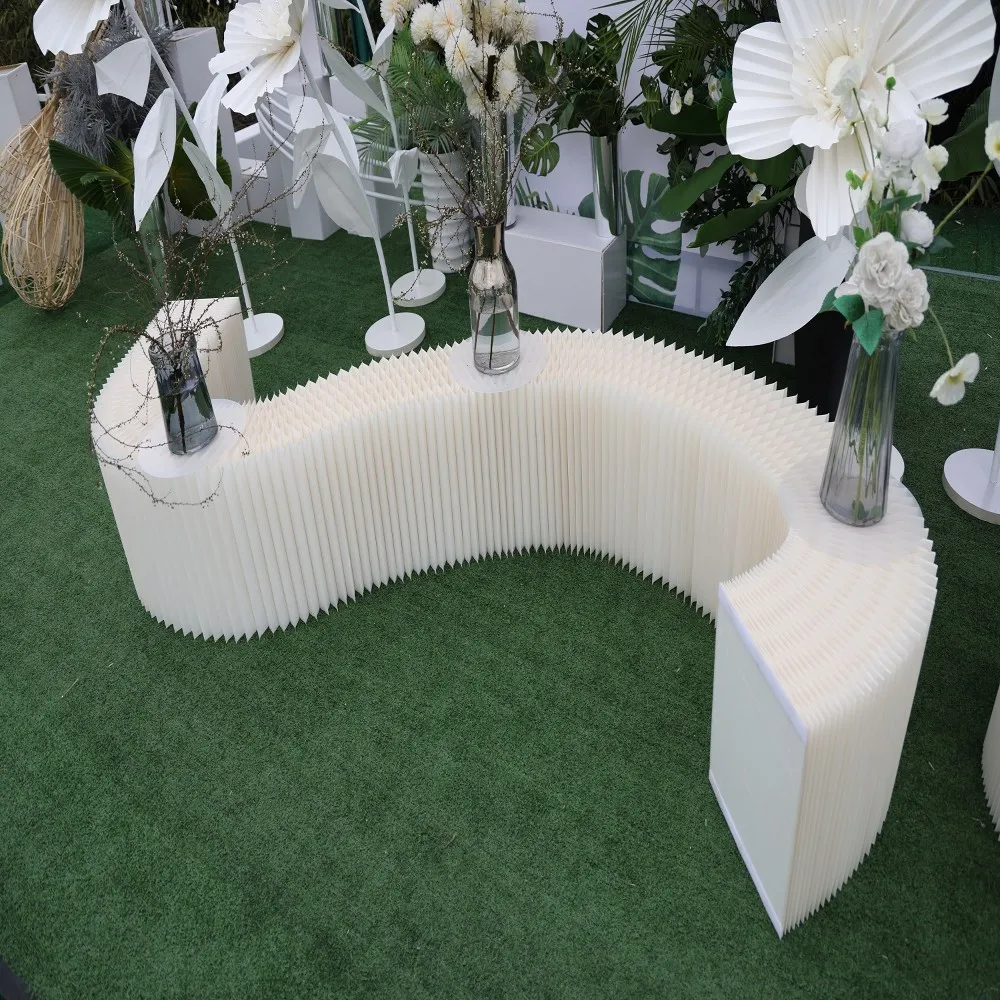 Wedding Decor Paper Versatile Folding Display Stand Flower Dessert Show Table Platform Curve Guide Holder Party Scene Layout