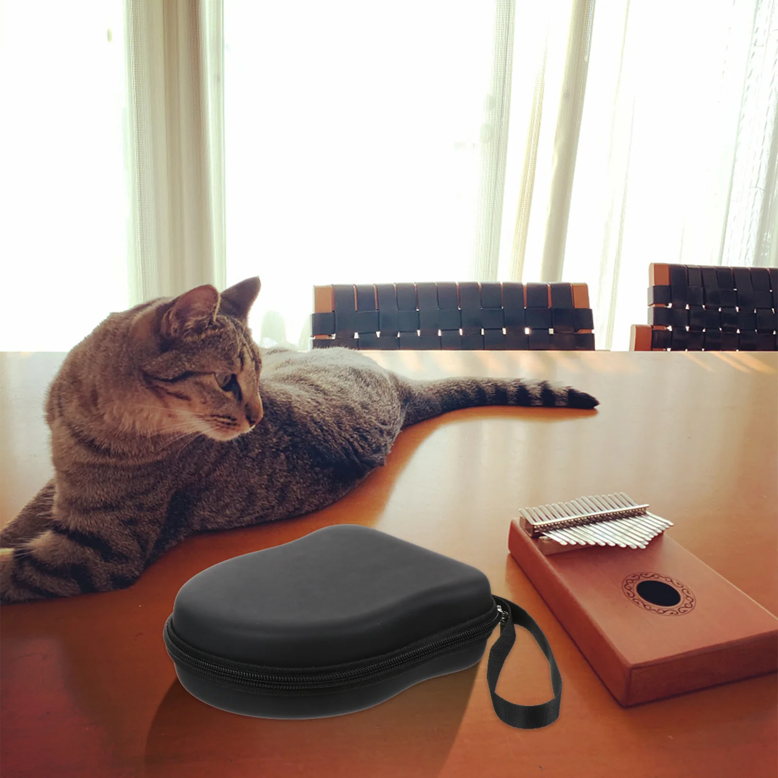 

Waterproof Kalimba Bag Eva Shockproof Storage Box for Kids Adults Black Portable Durable Waterproof Kalimba Bag