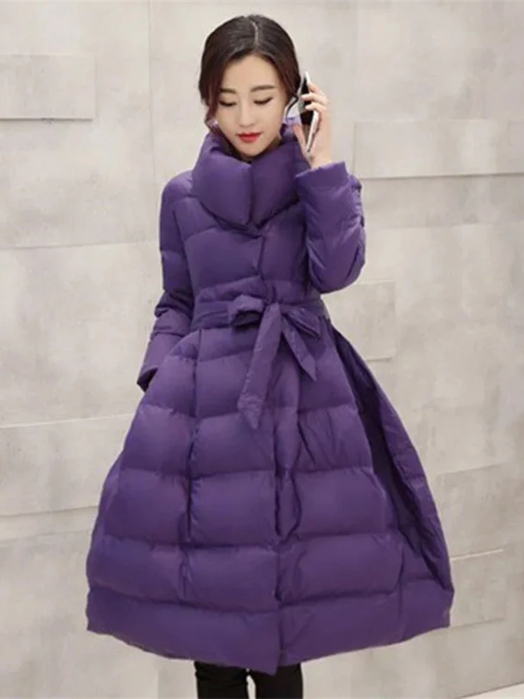 2025 Winter Jacket New Cotton Coat Women\'s Parkas Mid Length Korean Slim Red Fluffy Warm Cotton Padded Coat Female Outerwear Top