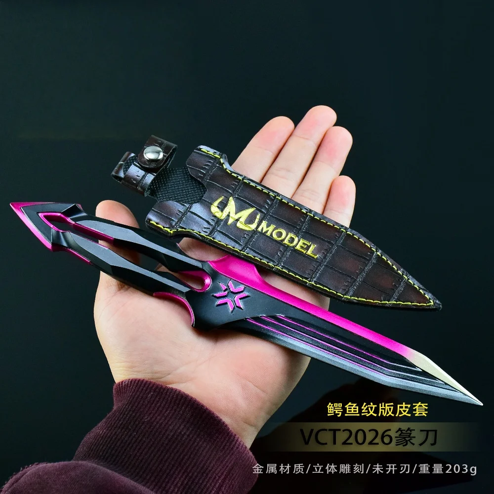 

In Stock New 26CM Valorant Game Peripheral PinkLeather Cover Seal Knife Model Metal Material Desktop Display Ornaments Gift Toys