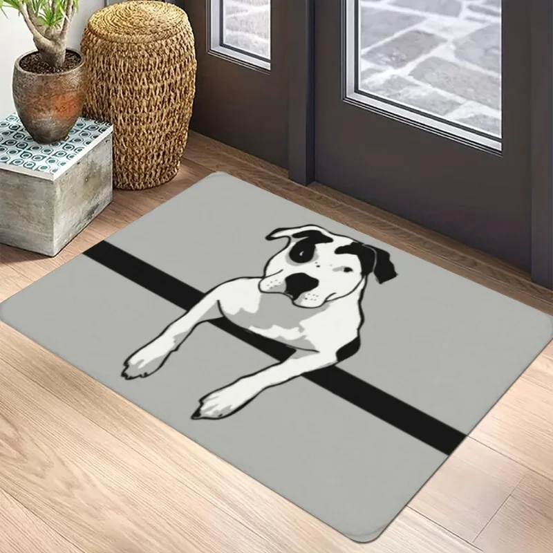 Bull Terrier Wine Quote Carpet Mat Anti-Slip Rubber Backing Rug for Pet Lover Home Decoration Dog Lover Pink Background Decor