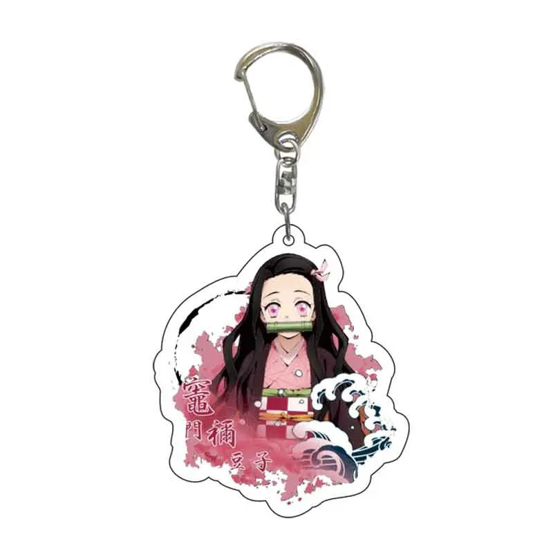 Hot Anime Demon Slayer Keychain Cartoon Tanjirou Nezuko Acrylic Key Chain Kawaii Kagaya Muzan Keyring Model Toy Kids Gifts