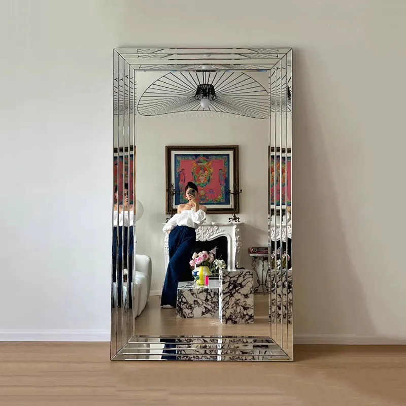Cute Big Standing Decorative Mirrors Floor Luxury Princess Bedroom Mirrors Full Body Living Room Espejos De Piso Home Decoration