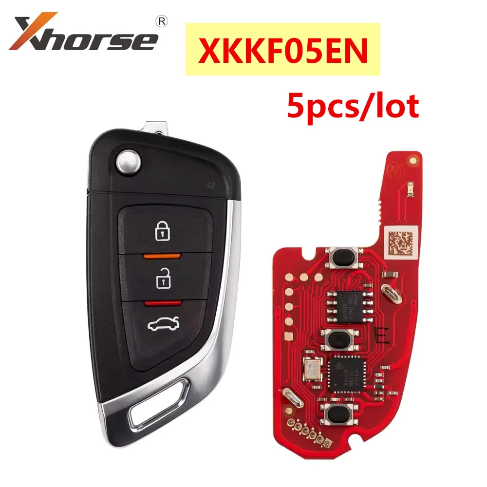5PCS/Lot Xhorse XKKF05EN Knife Style 3 Buttons 2nd Generation Wire Remote Key English Version Support Wireless Programming