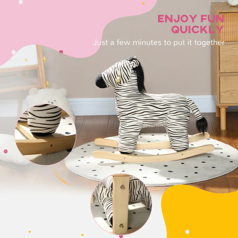 Zebra Ride On Animal Kids 2 anos Realista Soft Pelúcia Rocker Seguro Estável Brinquedo de balanço para crianças