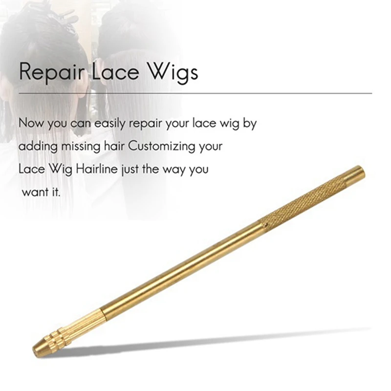 AA50-4Pcs Ventilating Needles +1 Brasss Holder Making/Repair Lace Wigs Toupee Hairpiece Wig Knotting Hook Sets Beaded Hook