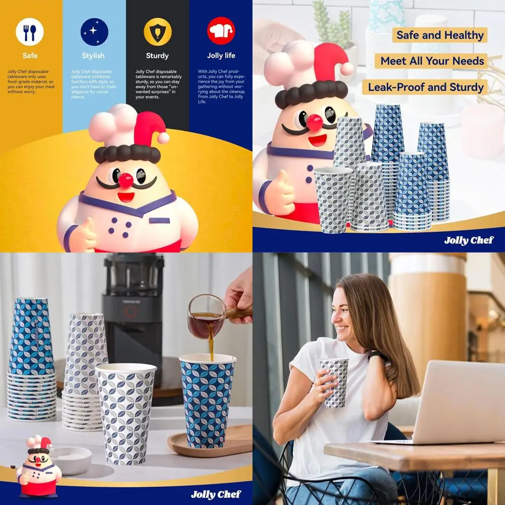 

Паперовые кофейные чашки на 1000 штук, 16 унций, одноразовые для использования на вынос, дома, офиса и на открытом воздухе