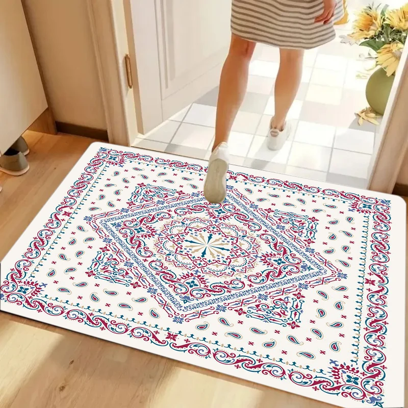 Bohemian Ethnic Air Cushion Vintage Vine Printed Carpet Living Room Bedroom Farmhouse Decoration Carpet