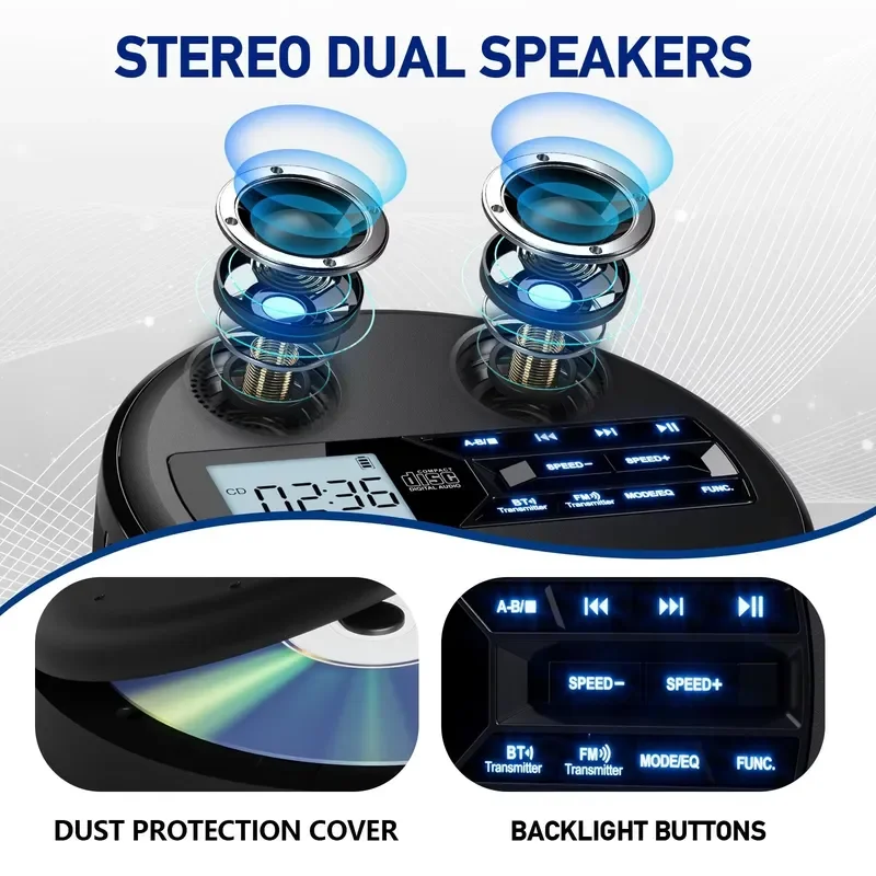 2026 Portable CD Optical Disc Player Bluetooth Speaker Fetal Education Student Repeating Learning Machine Dual Horn Walkman