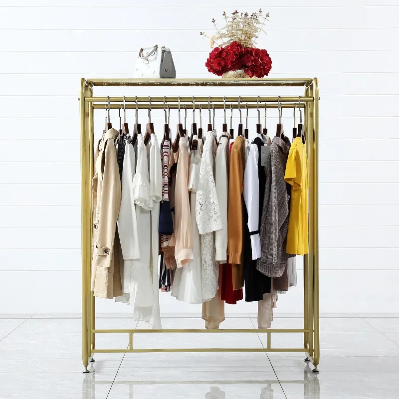 Clothing Store Hangers Hangers, Floor-to-ceiling Middle Island Racks, Side Hangs Double Rows Of Shelves, Clothing Display Racks