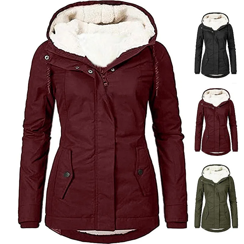 Pure Color Mid Length Fleece Coats for Women Spring Summer Casual Outerwear Jackets