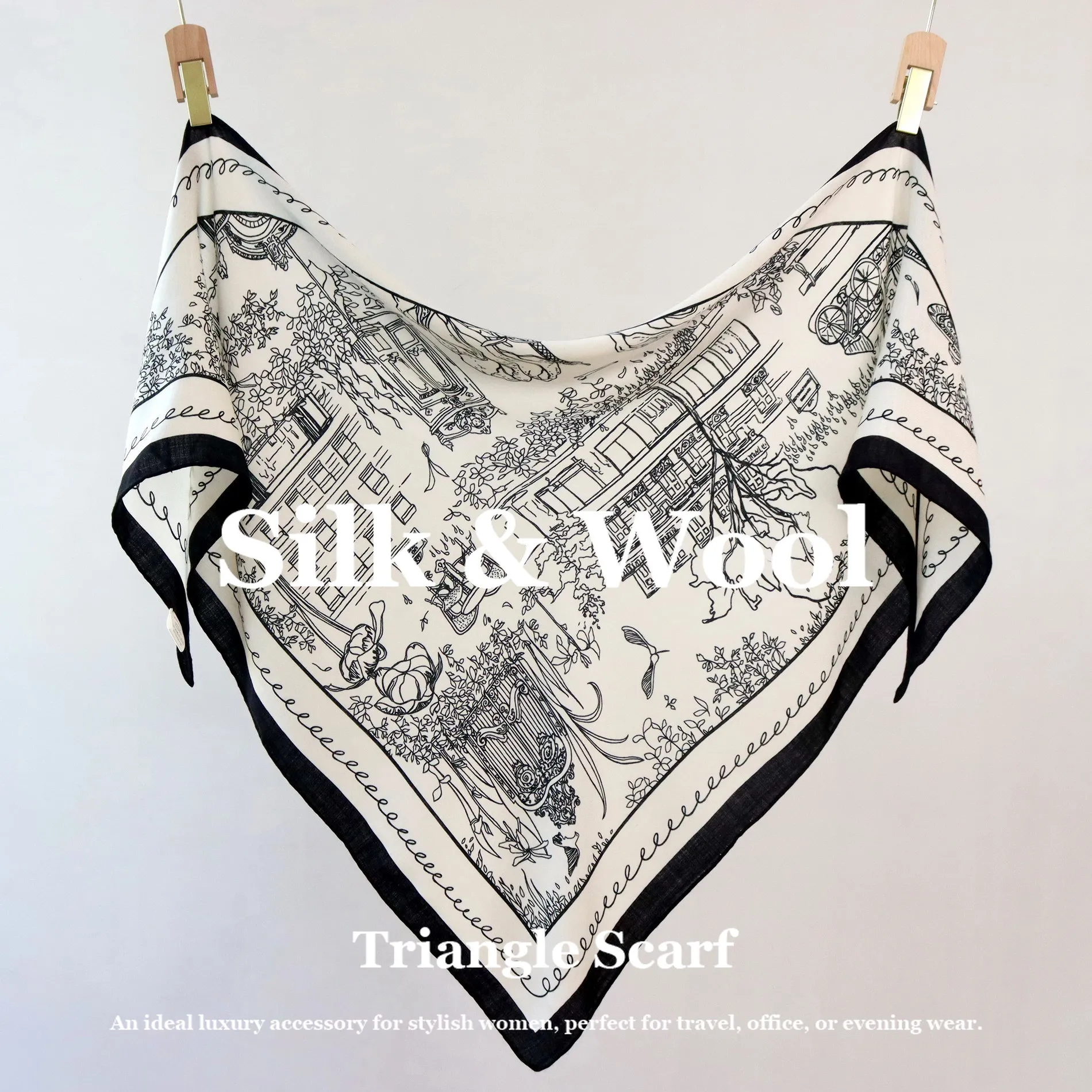 30% Silk 70% Wool Women Elegance Scarf 190cm Oversized Triangle Wrap Soft Large Shawl Designer Pashmina Bufanda Poncho Bandana