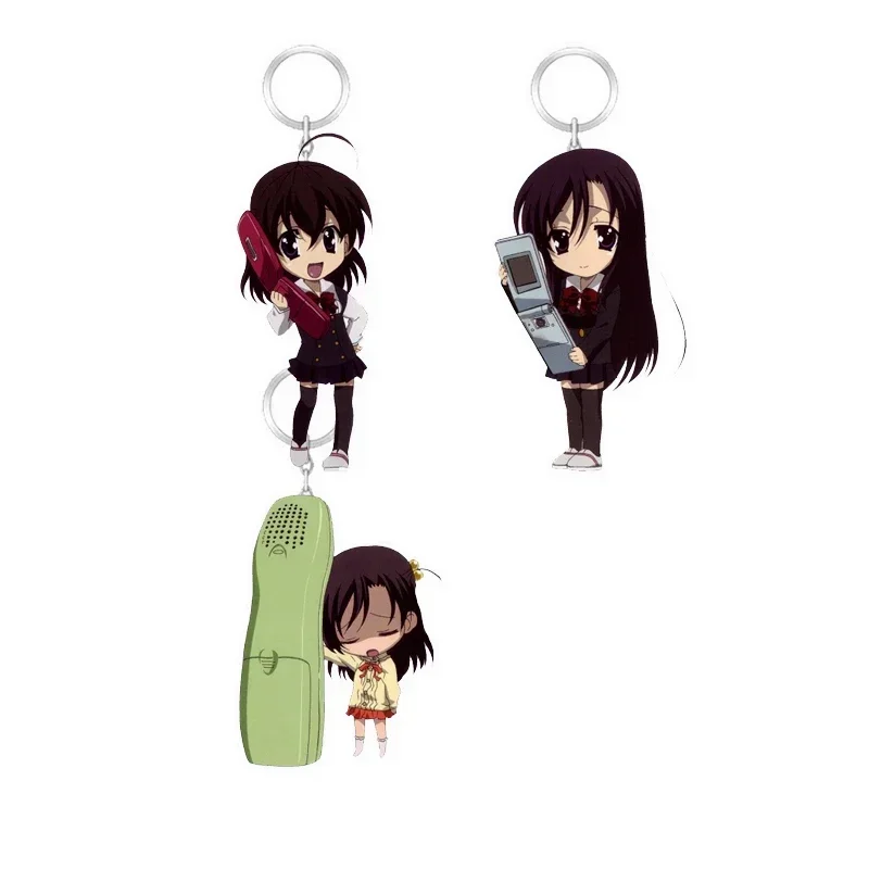 Anime Keychain Saionji Sekai Katsura Kotonoha Acrylic Keyring Strap Figure Hanging Accessories 6cm