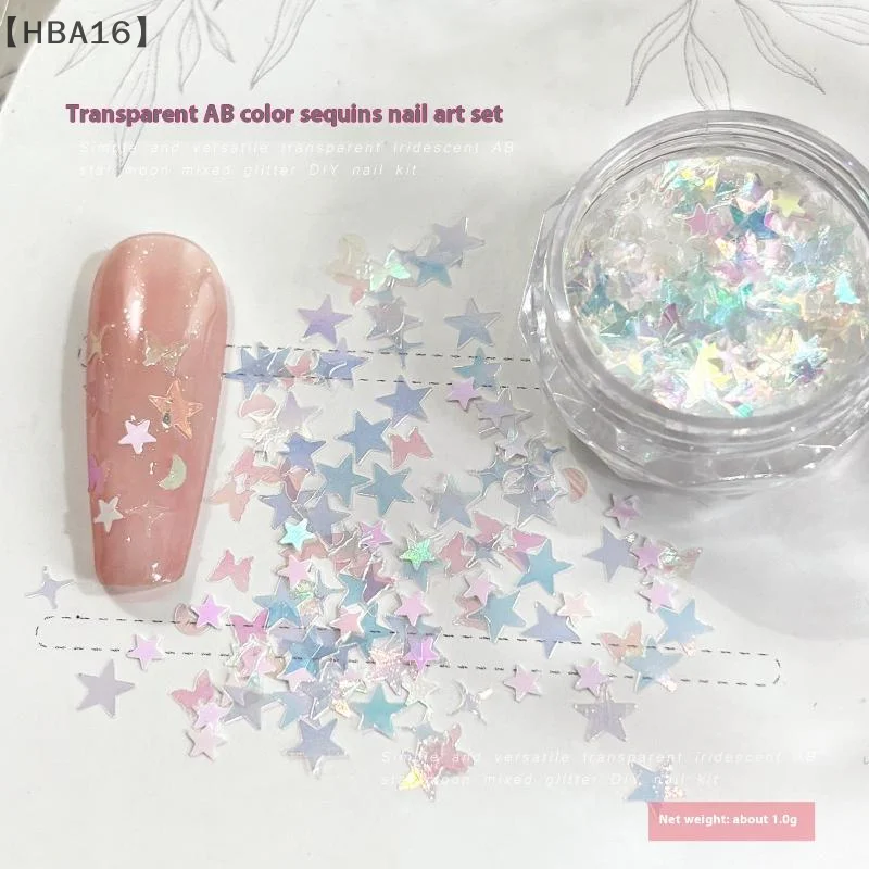 [HBA16] 1 ボックスミニスパークリングスター愛蝶カラフルなネイルグリッタースパークリングネイルチャームネイルデコレーション DIY アクセサリー