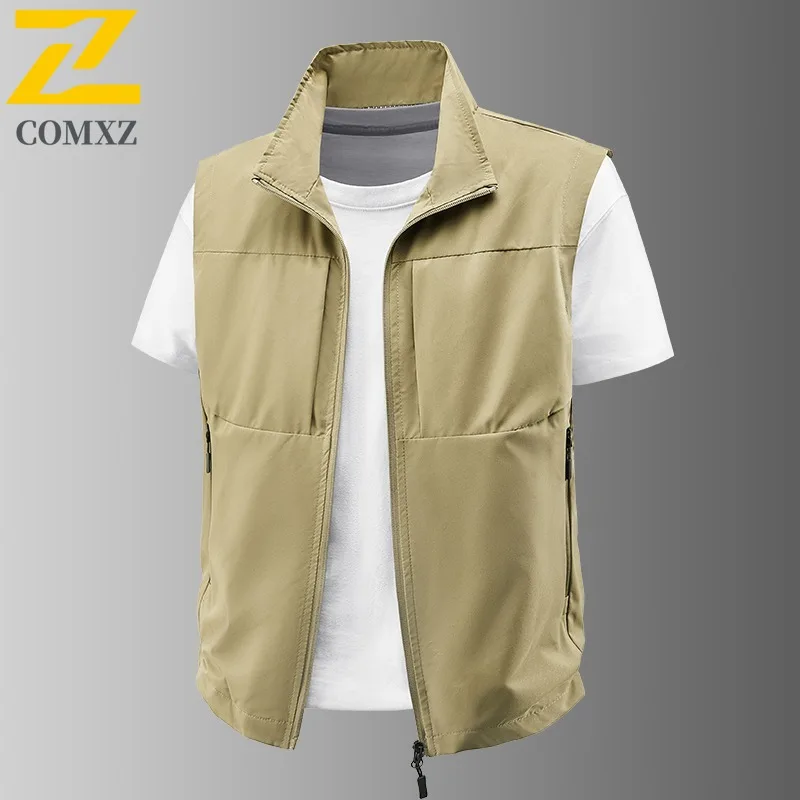 

COMXZ 2025 Bulk Stock New Spring Autumn Vest Thin Mens Casual Outdoor Sports Sleeveless Breathable Coat Fashion Fishing Vest