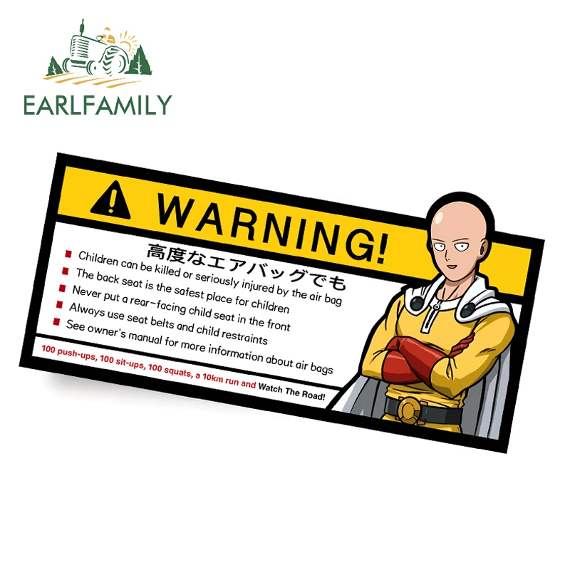 

EARLFAMILY 13 см, аниме Сайтама, наклейка на автомобиль, 100, эффект отжимания, 100, приседания, 10 км, пробежки и смотреть дорогу, подушка безопасности