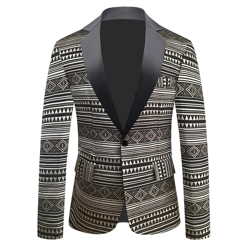 2024 Men's Scale Jacquard blazer Stage Performance Crocodile Pattern Jacquard Casual   blazer men