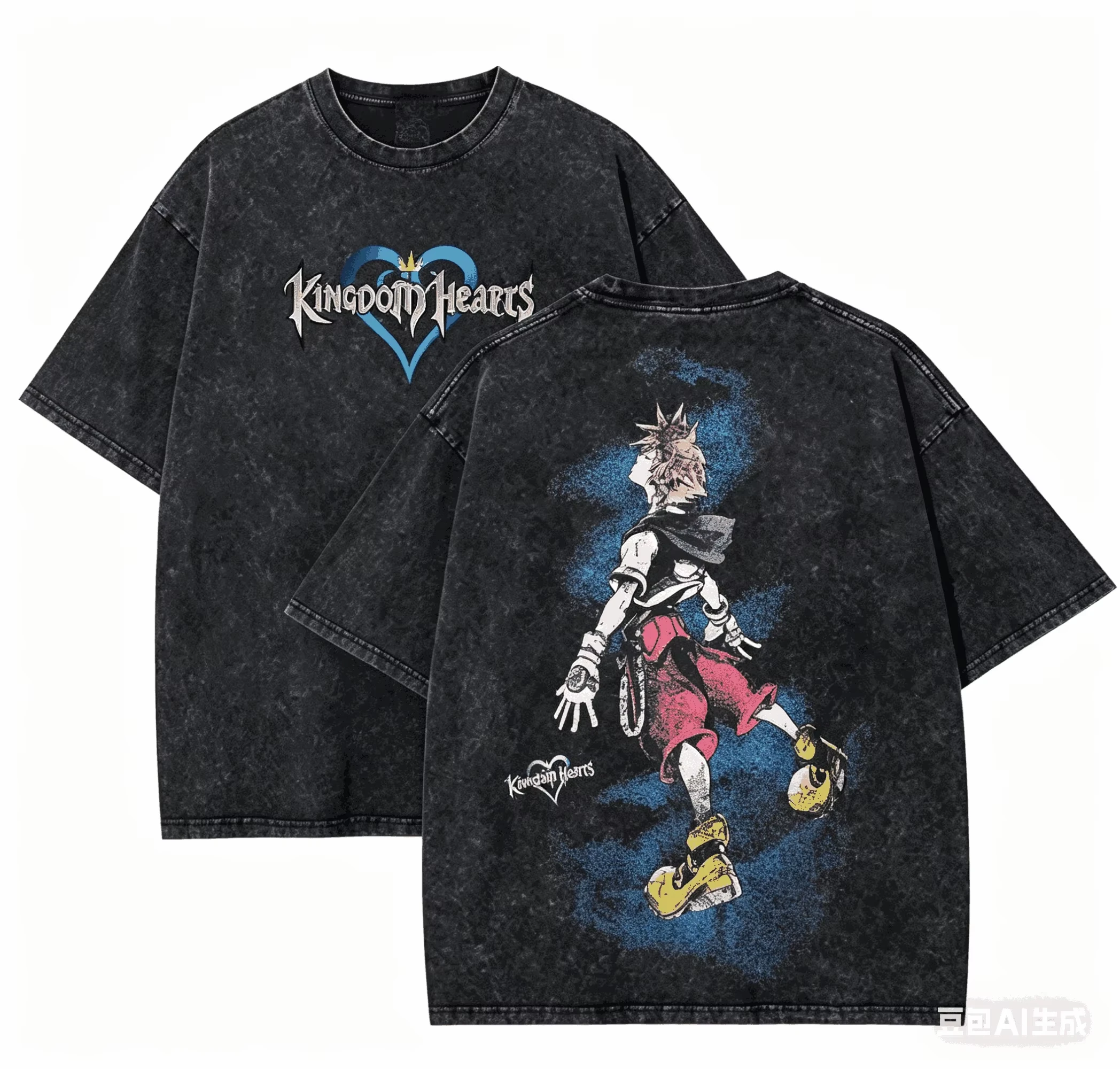 Kingdom Hearts Washed T Shirt 2026 New Model Personality Clothes Shirt Year Round Clothing Streetwear Trendy Vintage Breathable
