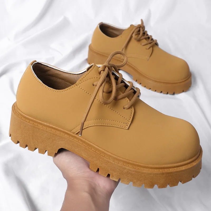 

Platform Derby Shoes for Men Classic British-Style Casual Men's Leather Shoes Fashion Designer Luxury Sneakers Zapatos De Hombre