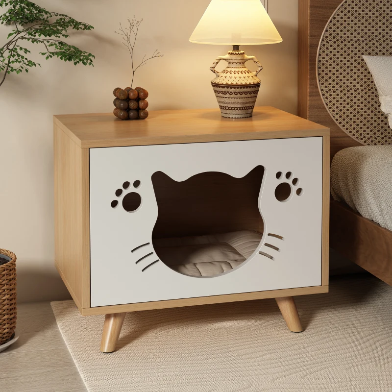 

Solid Wood Cat Cage Bedside Table Shelf Small Bedside Table Cat Exclusive Bedroom Cat House Locker Storage Cabinet