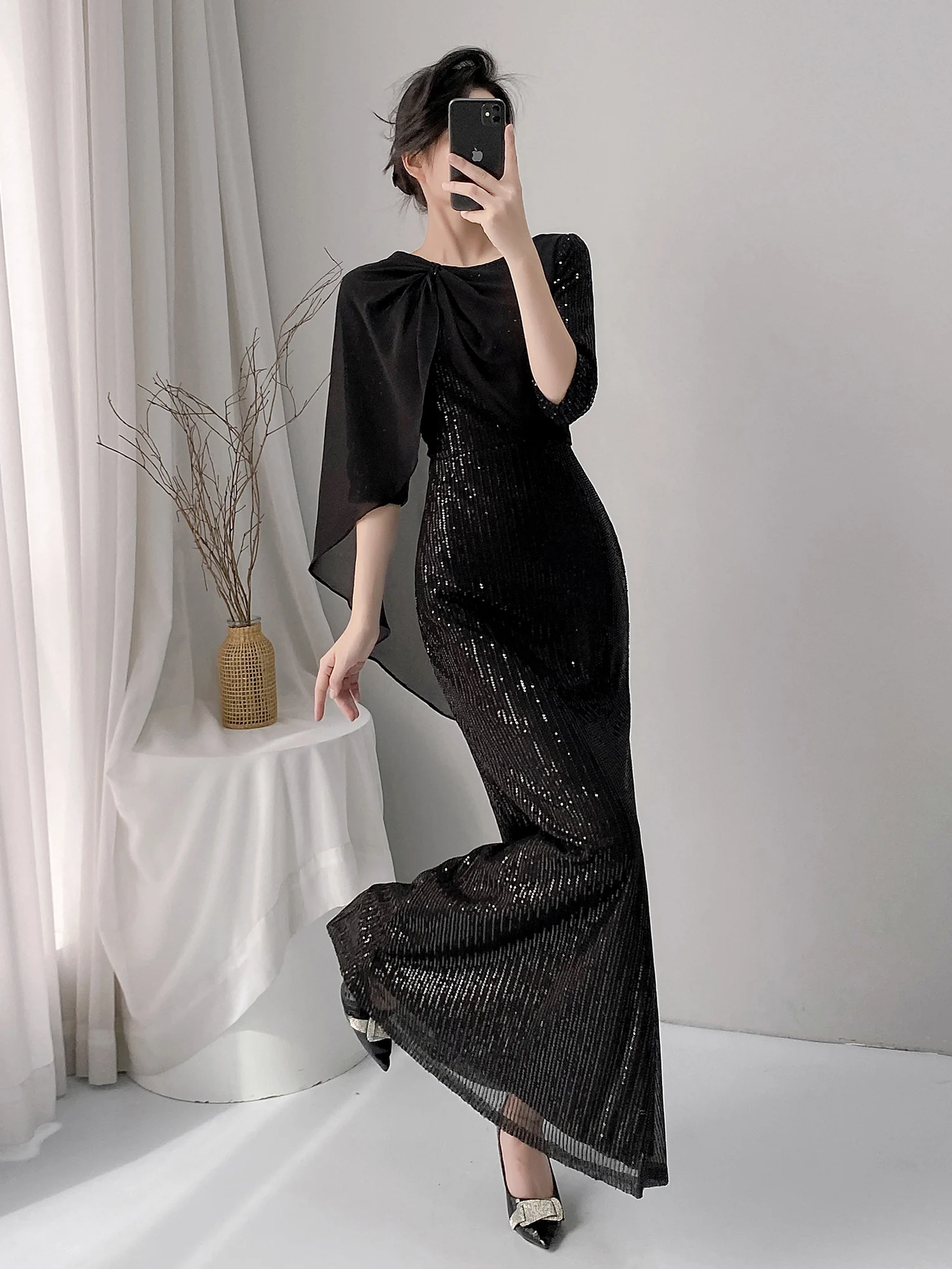 

Ele Bla Evening Gown Women's 2026 New High-End Host Year Conference Dr Luxury Tailored Fi Tail Skirt Winter