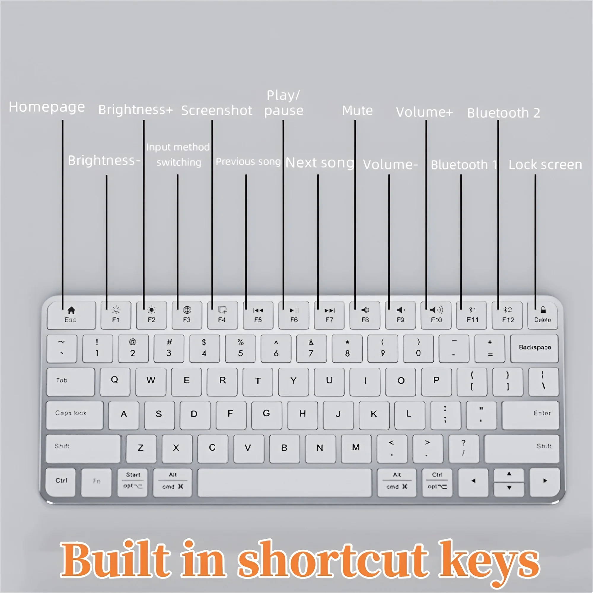 Imagem -05 - Teclado Bluetooth sem Fio Universal Recarregável para Tablets Laptops pc Telefones Sistemas Liga de Alumínio