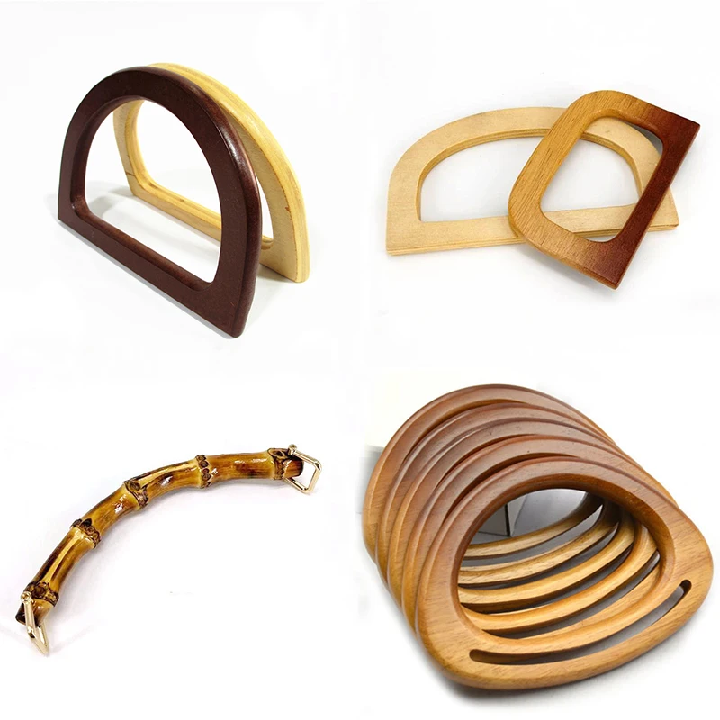 1Pc Nature Wooden Bag Handle Replacement Diy Handbag Tote Handles O Bag Handles Purse bags Classic Straps Bags Accessories