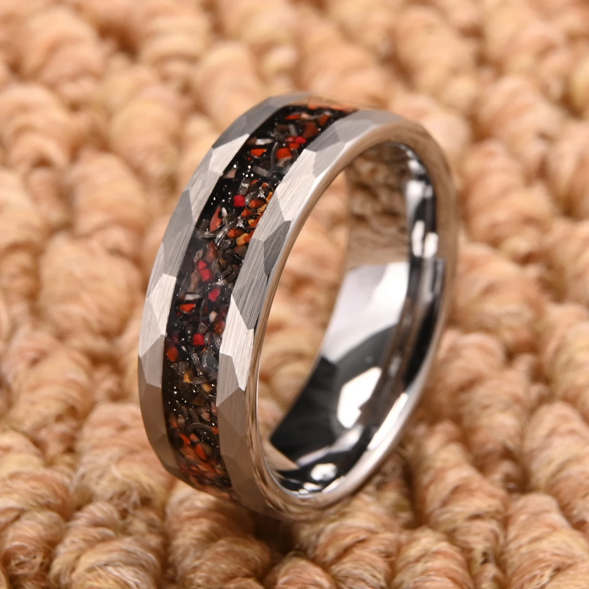 8mm Wolframkarbid-Verlobungsring für Herren, Punk-Ring, Herrenring, Paar-Ring, Dinosaurierknochen, Paar-Eheringe – Detail 6