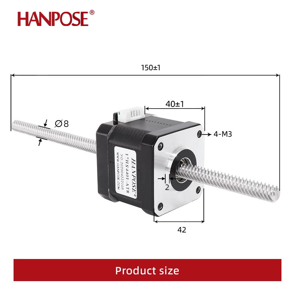 42HA48-T8*8 2-фазный 250 мм Линейный шаговый винт nema, шаговый двигатель с высоким крутящим моментом, шаговый двигатель для ЧПУ, машина для окантовки червячных колес