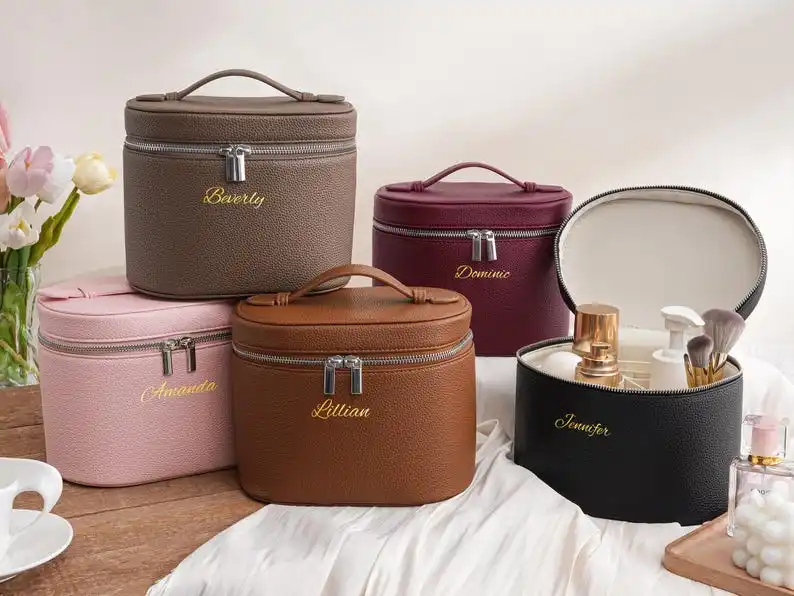 Personalisierte Reise-Kulturtasche mit Namen, tragbare PU-Leder-Aufbewahrungstasche mit separatem Waschfach-Organizer, ideal für Sie – Detail 2