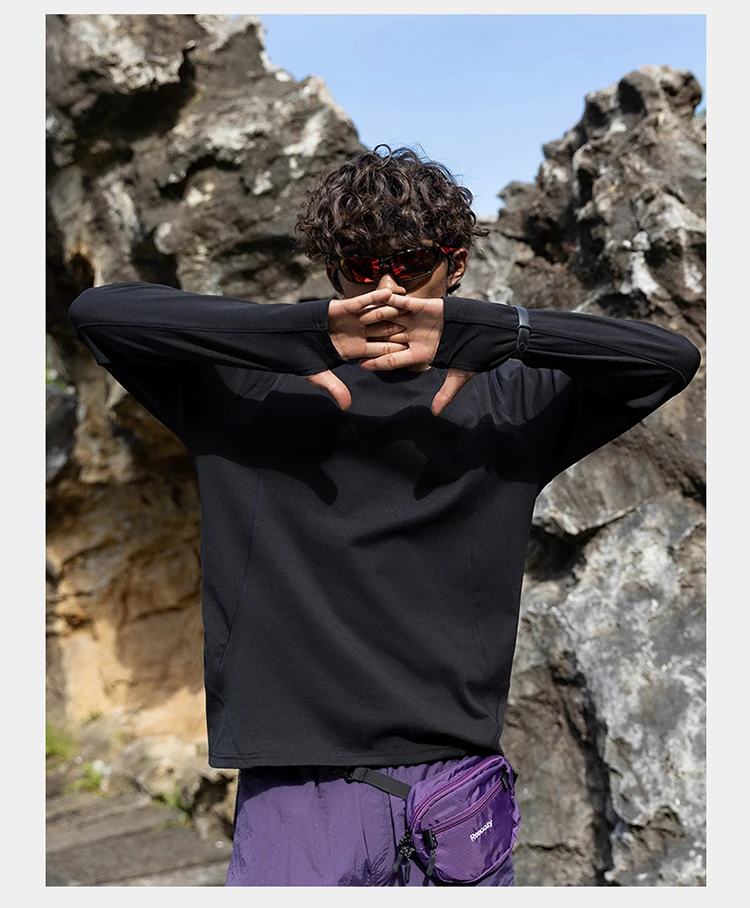 Herren Performance-T-Shirt mit Rundhalsausschnitt und langen Ärmeln – UPF50+ Sonnenschutz, 7A antibakteriell & schnelltrocknend für Sport- und Outdoor-Aktivitäten – Detail 9
