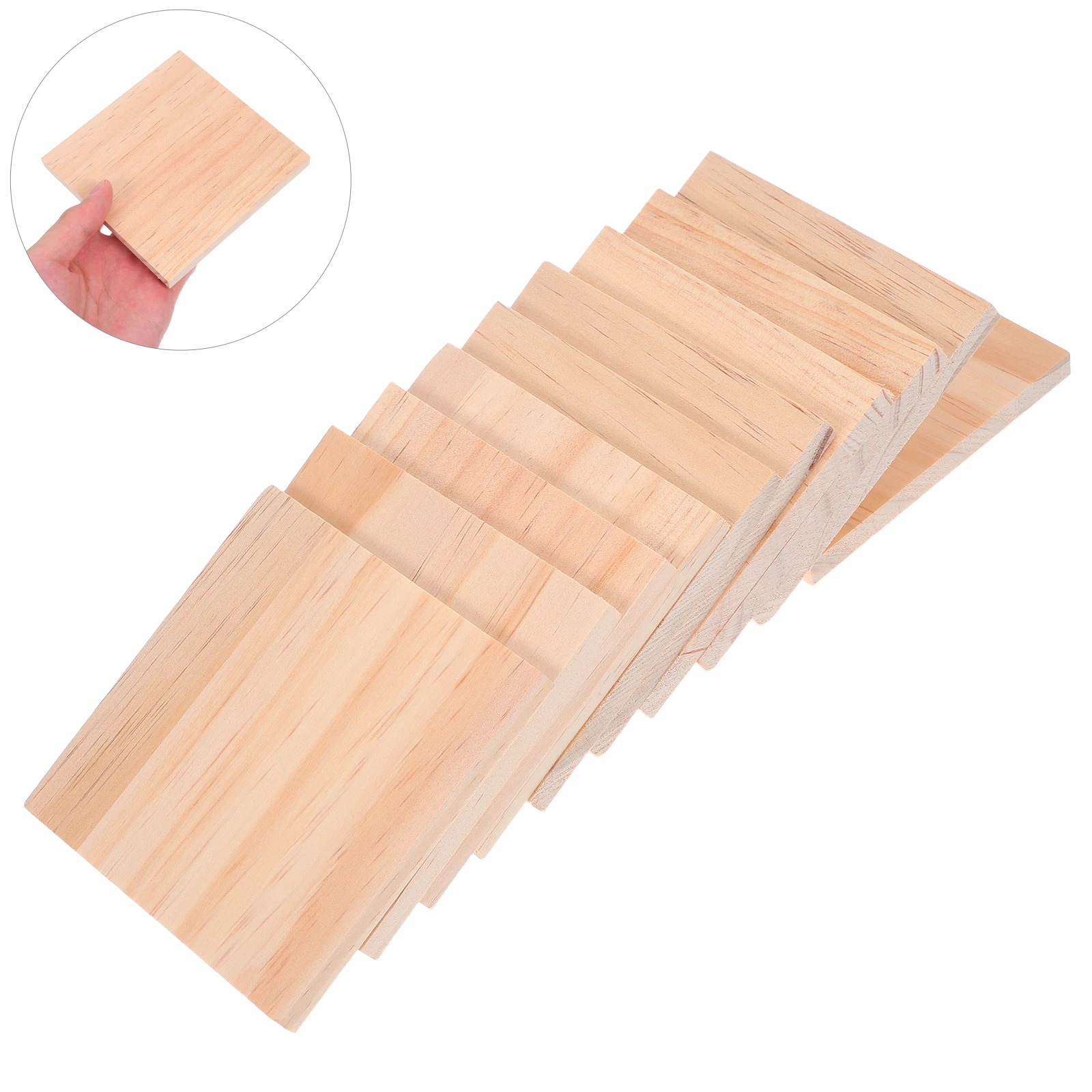 

10pcs Square Blank Pieces Diy Art Projects Unfinished Wooden Slices For Pyrography Carving Home Decor Crafts Blocks For Painting