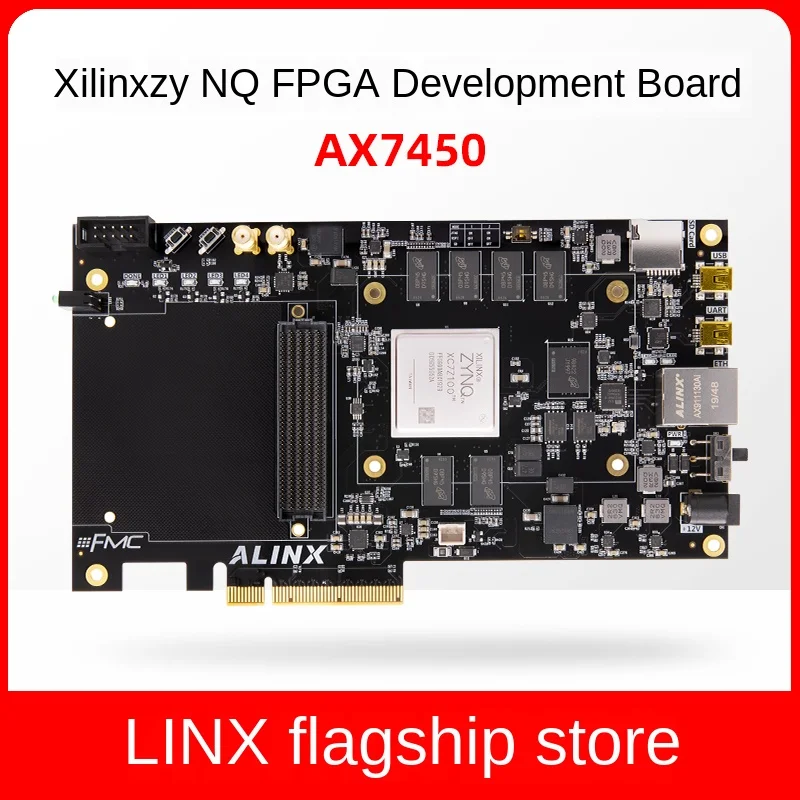 

Плата разработки FPGA Xilx Zynq, макетная плата 7100 FMC PCIe, черный и золотой ALINX AX7450