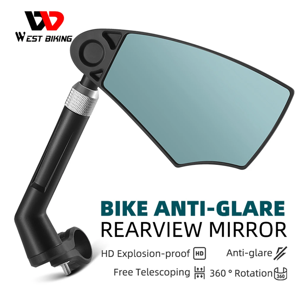 WEST BIKING Anti-Glare Bicycle Mirror Explosion-Proof Rearview Handlebar Mirror 360 Degree Rotation Bike Accessories